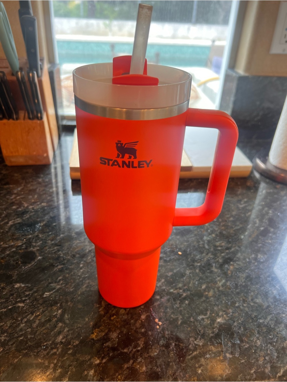 Stanley Red Travel Mug with Handle and Straw